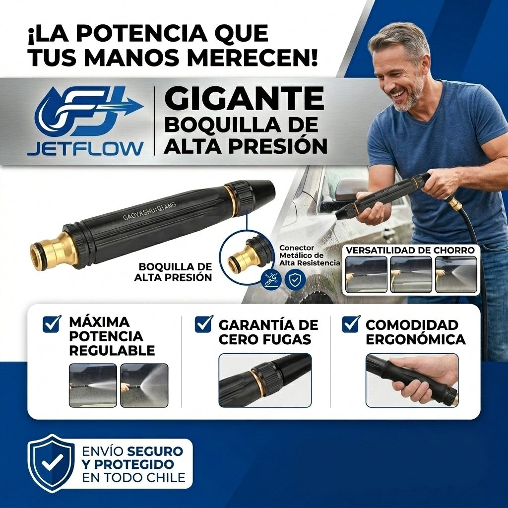 Boquilla de Agua a Alta Presión regulable para uso en Casa, Auto, Jardín