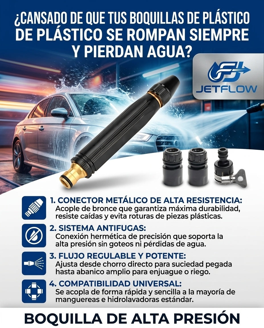 Boquilla de Agua a Alta Presión regulable para uso en Casa, Auto, Jardín
