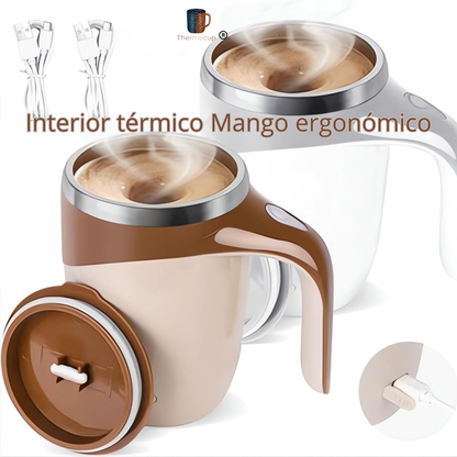 Taza autoagitadora térmica inteligente con mezcla automática, mantiene la temperatura y evita usar cucharas