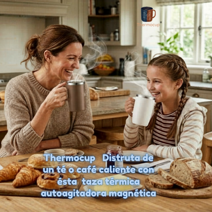 Taza autoagitadora térmica inteligente con mezcla automática, mantiene la temperatura y evita usar cucharas