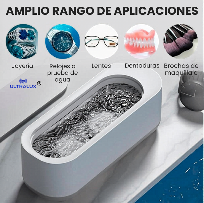 Limpiador Ultrasónico de Joyas Portátil Profesional para Anillos, Lentes y Relojes