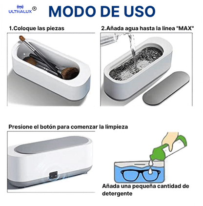Limpiador Ultrasónico de Joyas Portátil Profesional para Anillos, Lentes y Relojes